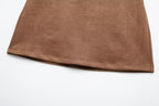 Women's Autumn Casual Elegant Suede Blazer and Skirt Two-Piece Set