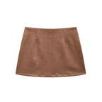 Women's Autumn Casual Elegant Suede Blazer and Skirt Two-Piece Set