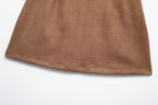 Women's Autumn Casual Elegant Suede Blazer and Skirt Two-Piece Set
