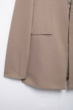 Women's Fall Collarless Solid Color Coordinated Two-Piece Set