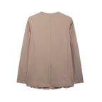 Women's Fall Collarless Solid Color Coordinated Two-Piece Set