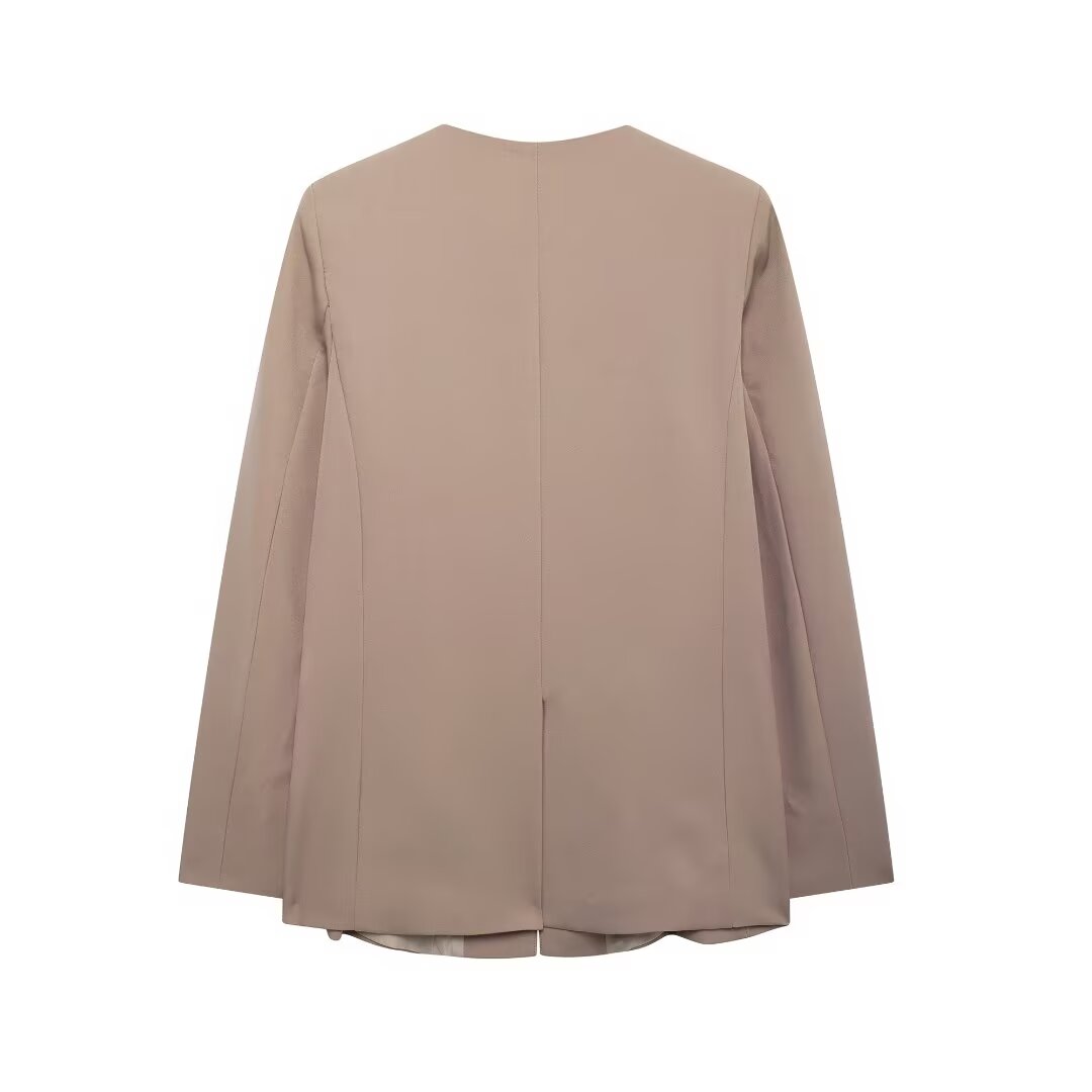 Women's Fall Collarless Solid Color Coordinated Two-Piece Set