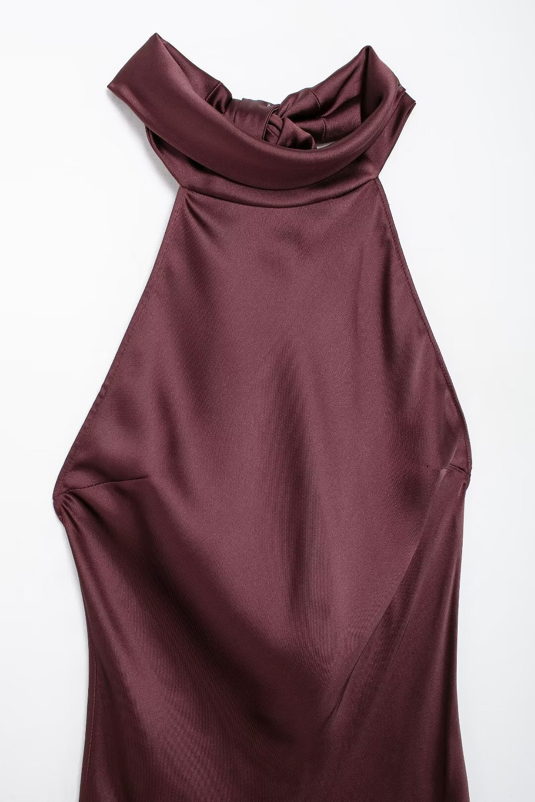 Women's Autumn Hanging Collar Silk Texture Maxi Dress Women Clothing