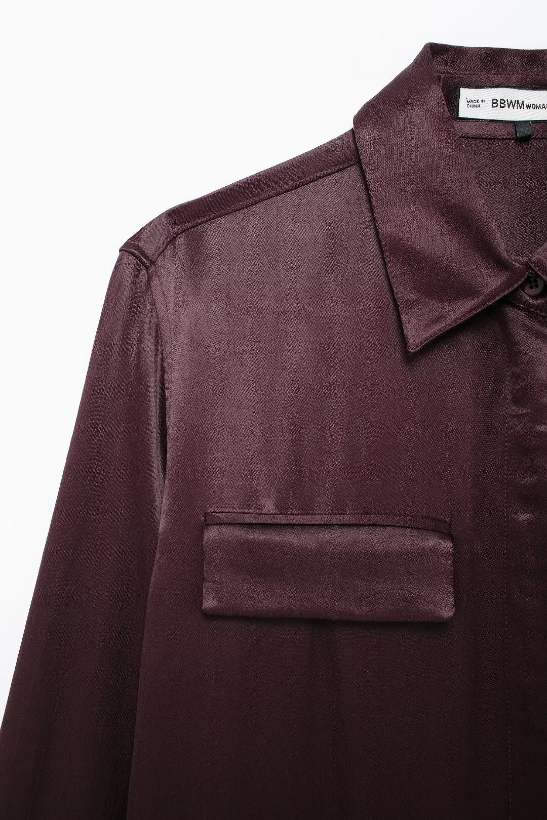 Women's Pocket Silk Satin Texture Shirt