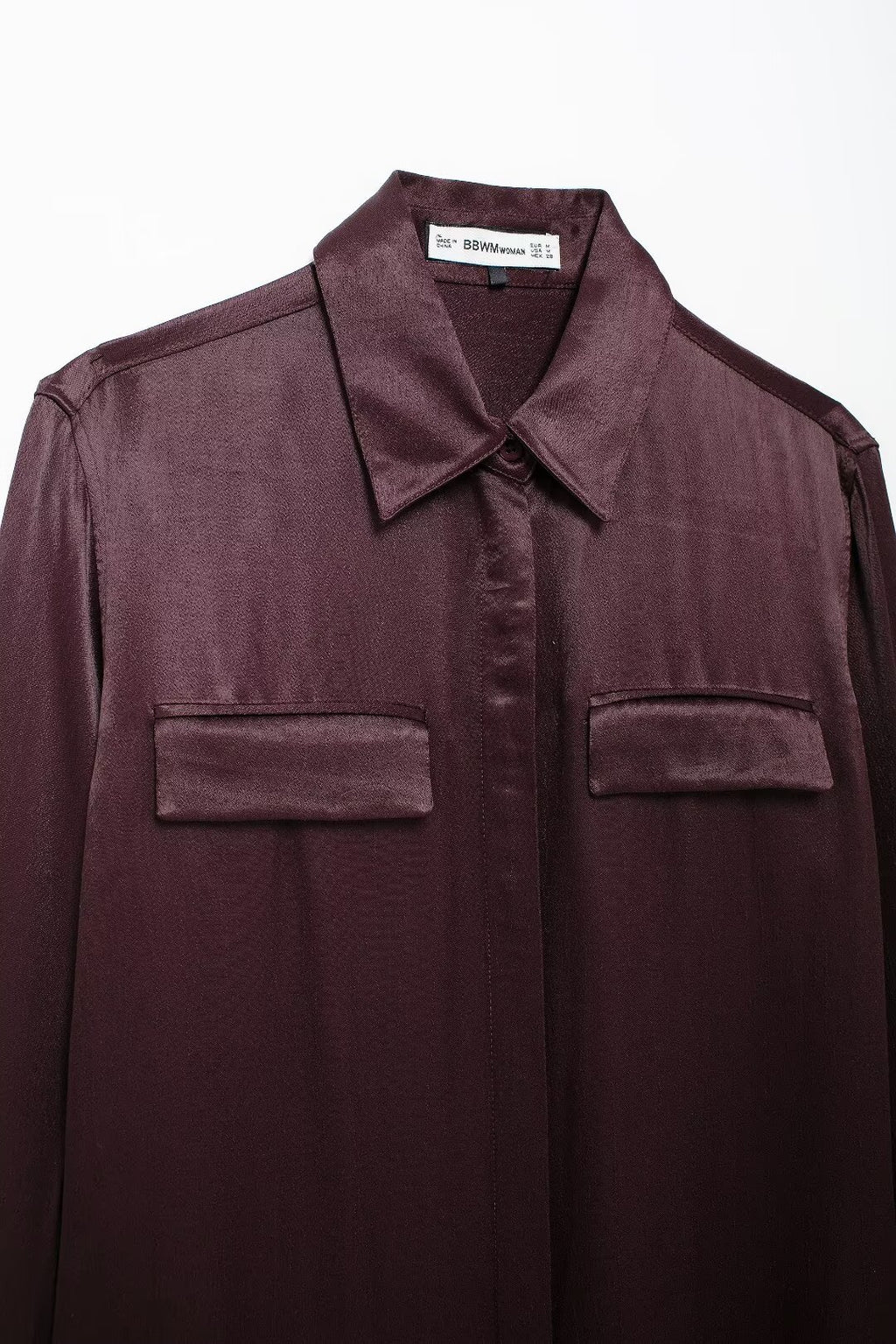 Women's Pocket Silk Satin Texture Shirt
