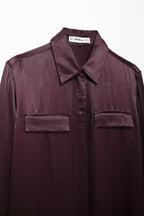 Women's Pocket Silk Satin Texture Shirt