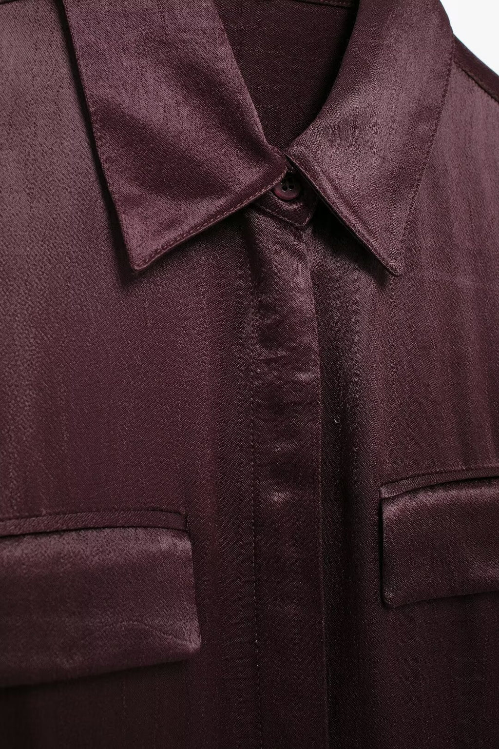 Women's Pocket Silk Satin Texture Shirt
