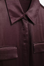 Women's Pocket Silk Satin Texture Shirt