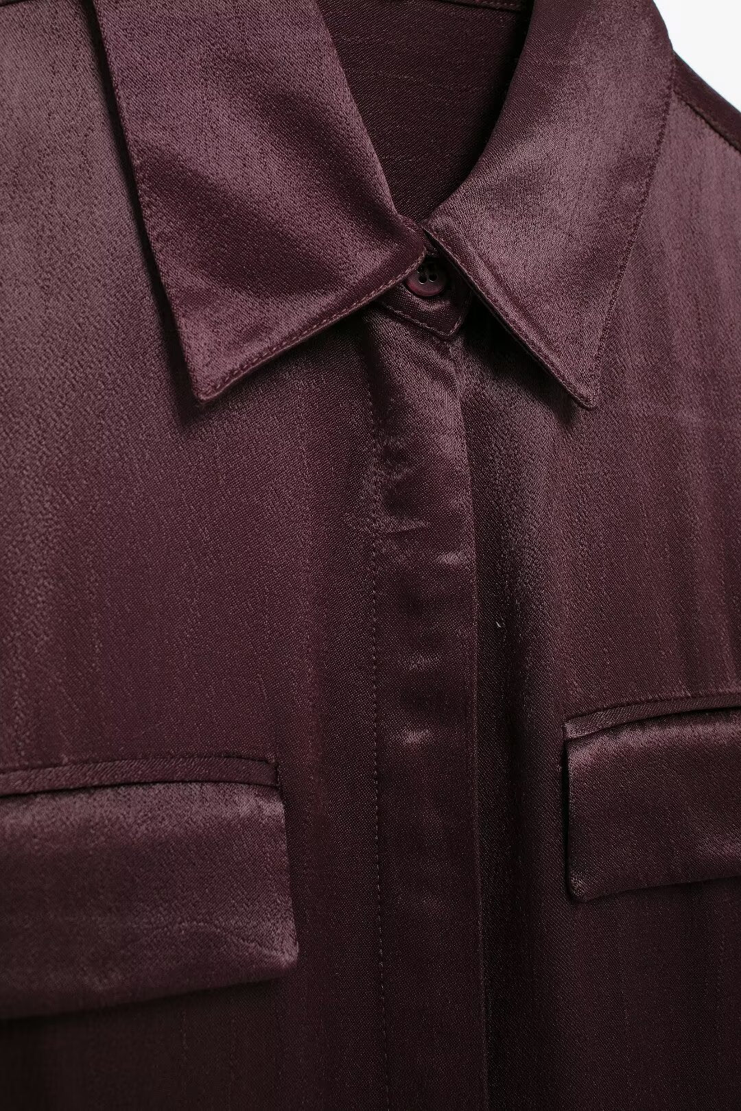 Women's Pocket Silk Satin Texture Shirt