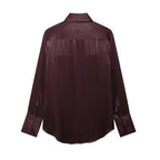 Women's Pocket Silk Satin Texture Shirt