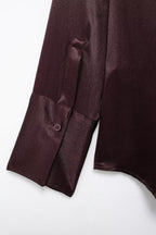 Women's Pocket Silk Satin Texture Shirt