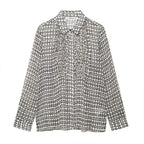 Women's Advanced Loose Chest Laminated Decoration Printed Shirt