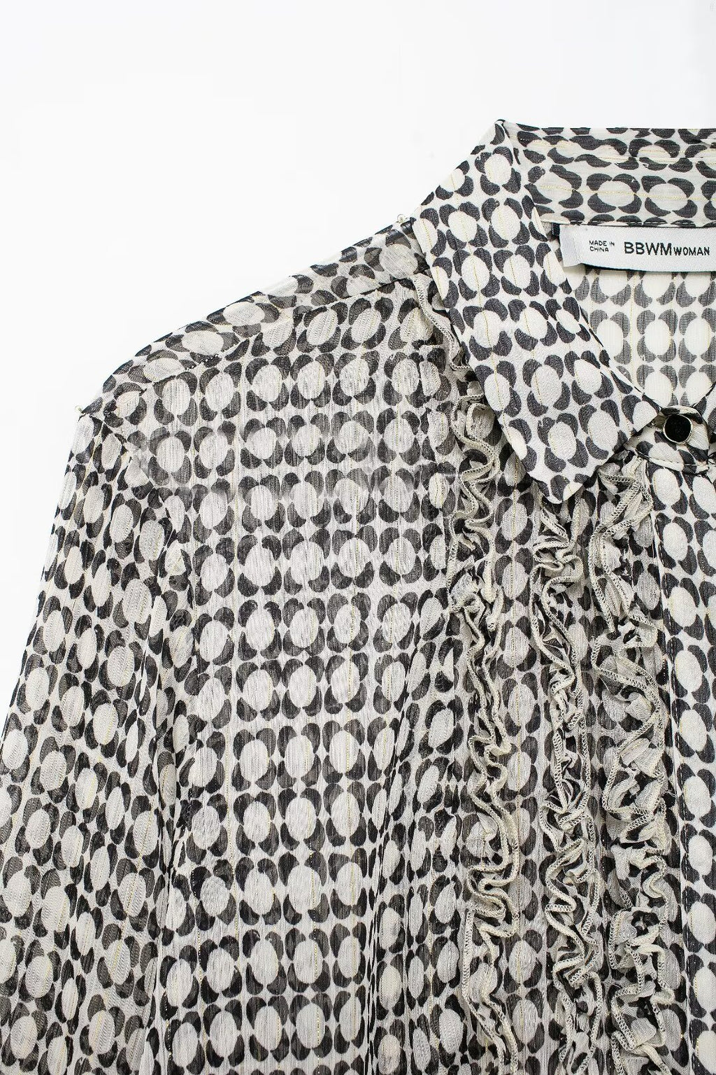 Women's Advanced Loose Chest Laminated Decoration Printed Shirt