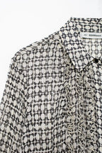 Women's Advanced Loose Chest Laminated Decoration Printed Shirt