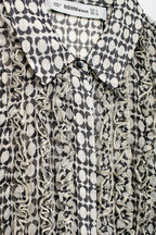 Women's Advanced Loose Chest Laminated Decoration Printed Shirt