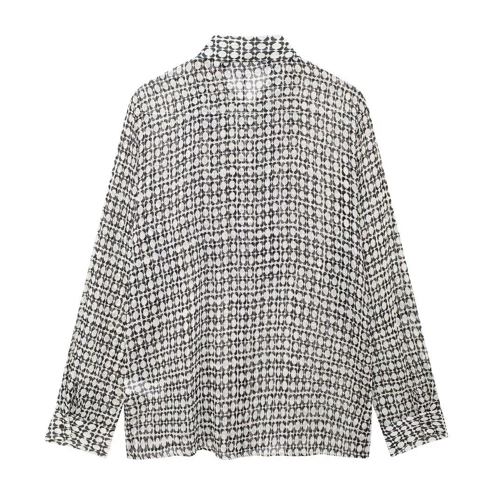 Women's Advanced Loose Chest Laminated Decoration Printed Shirt