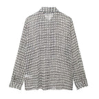 Women's Advanced Loose Chest Laminated Decoration Printed Shirt