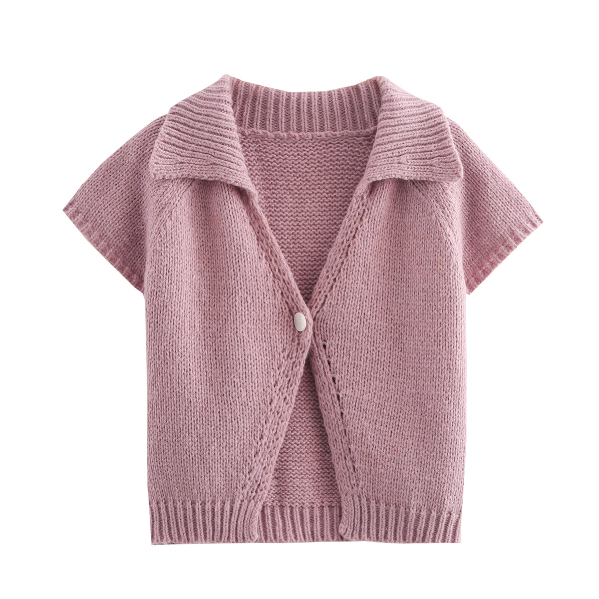 Women’s Retro Collared Short Sleeve Sweater