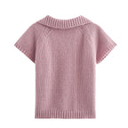 Women’s Retro Collared Short Sleeve Sweater