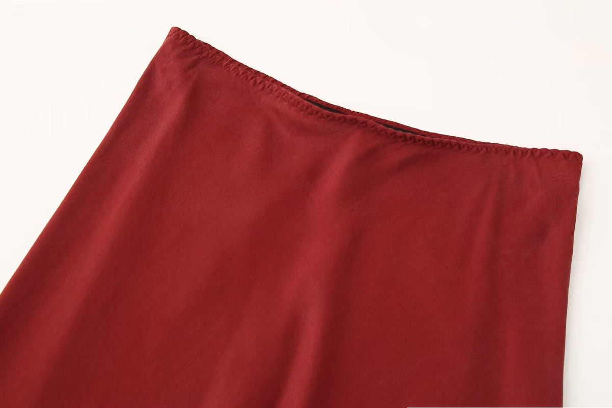 Women's Silk Satin Textured Midi Skirt