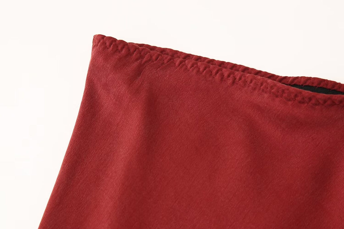 Women's Silk Satin Textured Midi Skirt
