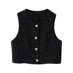 Women's Fall Texture Short Vest Pantskirt Sets