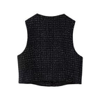 Women's Fall Texture Short Vest Pantskirt Sets