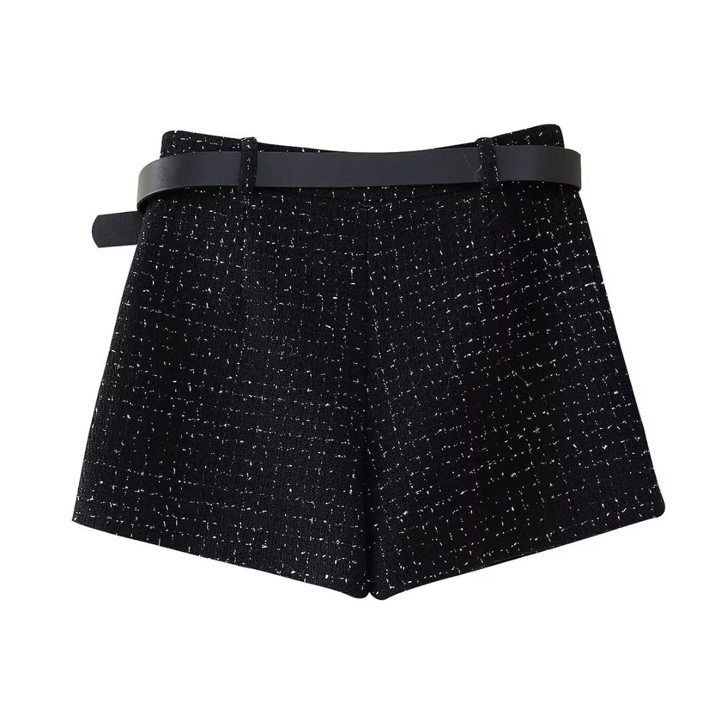 Women's Fall Texture Short Vest Pantskirt Sets
