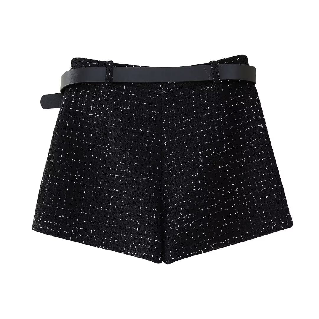 Women's Fall Texture Short Vest Pantskirt Sets