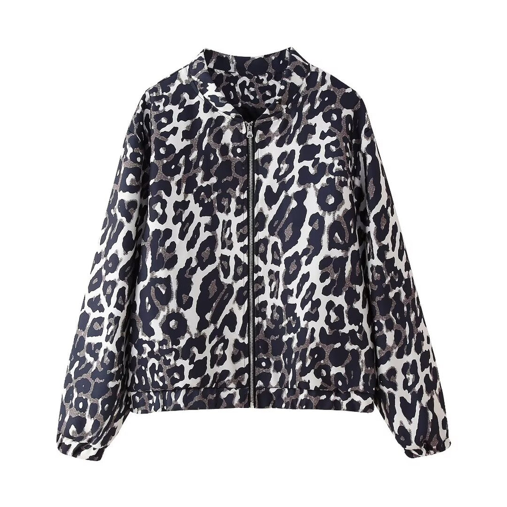 Women's Fall Stylish Leopard Print Jacket Long Sleeve Jacket