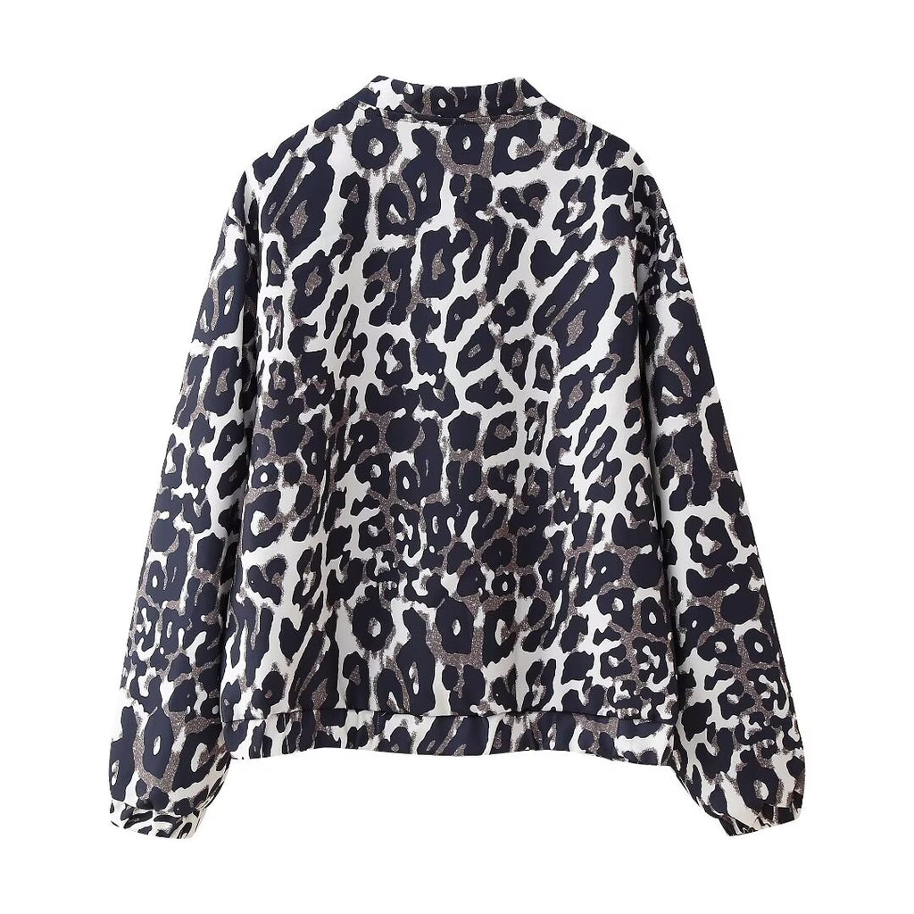 Women's Fall Stylish Leopard Print Jacket Long Sleeve Jacket