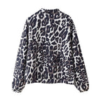 Women's Fall Stylish Leopard Print Jacket Long Sleeve Jacket