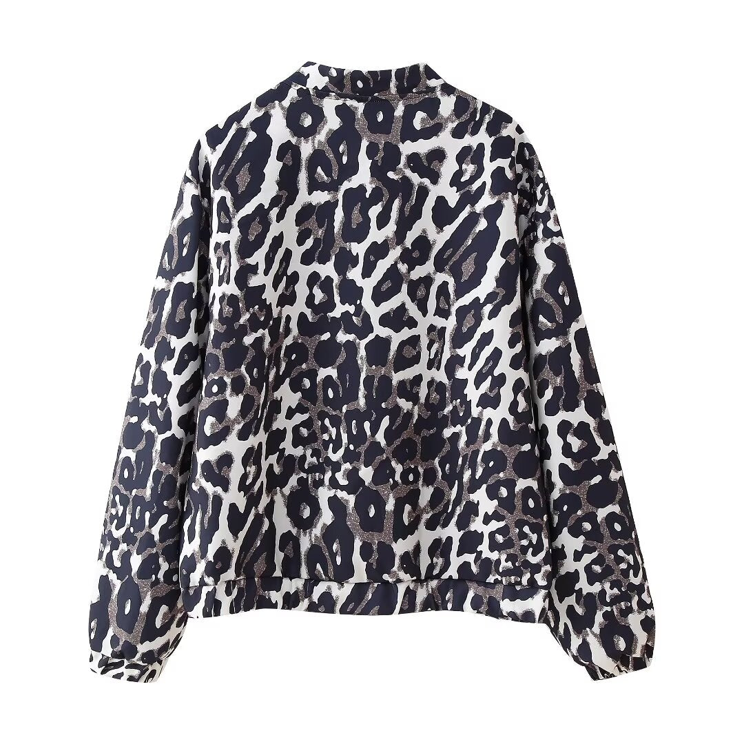 Women's Fall Stylish Leopard Print Jacket Long Sleeve Jacket