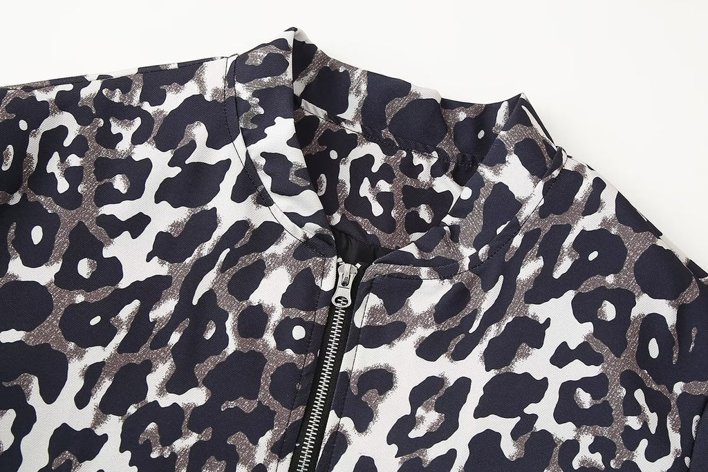 Women's Fall Stylish Leopard Print Jacket Long Sleeve Jacket
