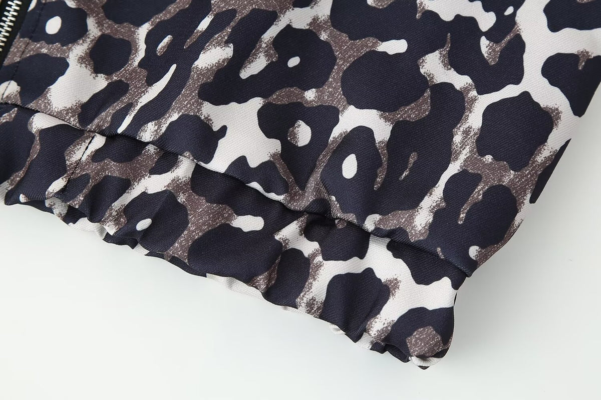 Women's Fall Stylish Leopard Print Jacket Long Sleeve Jacket