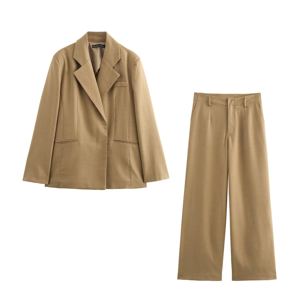 Fall Slim Fit Drape Blazer Trousers Set