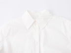 Women's Long Sleeve White Texture Floral Decorative Poplin Shirt
