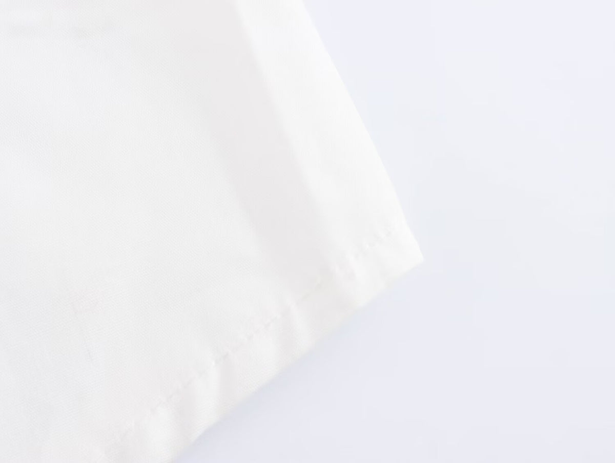 Women's Long Sleeve White Texture Floral Decorative Poplin Shirt