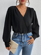Jumpsuit Skinny V Neck Long Sleeve Solid Color Jumpsuit