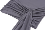 Polo Collar Breasted Solid Color Long Sleeve Lace Up Hip Dress