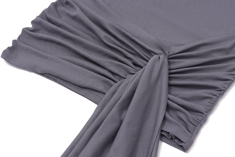 Polo Collar Breasted Solid Color Long Sleeve Lace Up Hip Dress