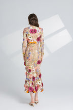 Floral Embroidered Long-Sleeve Maxi Dress