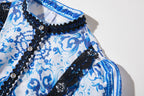 Women's 's Printed Long-Sleeve A-Line Dress