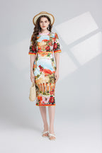 Women's 's Printed Split A-Line Dress