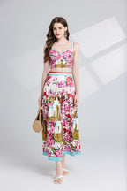 Women's 's Strapless Halter Top & Skirt Set