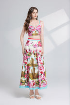 Women's 's Strapless Halter Top & Skirt Set