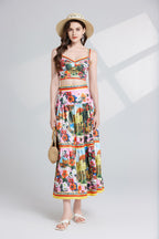 Women's 's High-Waisted Zipper Skirt Set