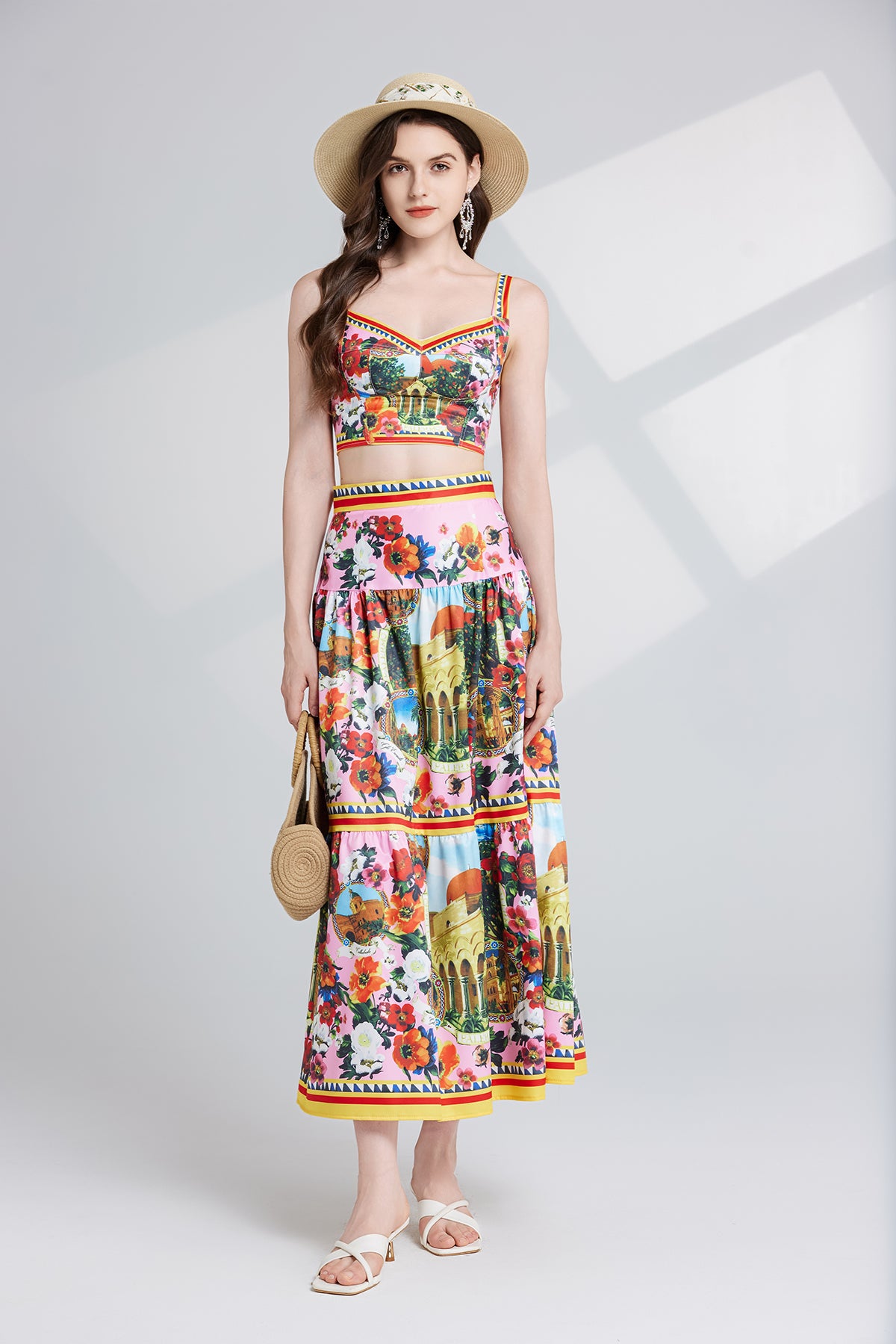 Women's High-Waisted Zipper Skirt Set
