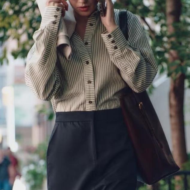 Women's Collared Striped Printed Shirt