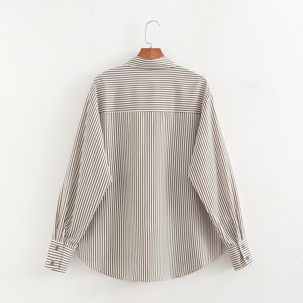 Women's Collared Striped Printed Shirt
